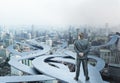 Businessman stands choosing his way Royalty Free Stock Photo