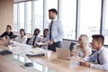 Businessman Stands To Address Meeting Around Board Table Royalty Free Stock Photo