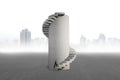 Businessman start to climb concrete spiral tower