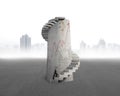 Businessman start to climb doodles concrete spiral tower