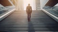 Businessman step up on stair forward. Generative AI