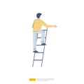 Businessman stepping up the stairs. Business career development illustration concept. Male climbing stairs to success and progress Royalty Free Stock Photo