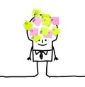 businessman with sticky notes