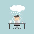 Businessman strain with raincloud. vector Royalty Free Stock Photo