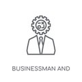 Businessman and strategy linear icon. Modern outline Businessman