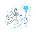 Businessman strive to get a cup. Success, achieving goals, pride. Success. Line icon illustration Royalty Free Stock Photo