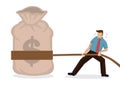Businessman struggle a tug of war with a bag of money Royalty Free Stock Photo