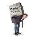 Businessman struggling with Corona Virus Royalty Free Stock Photo