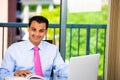 Businessman or student working laptop and Royalty Free Stock Photo