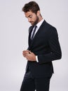 Businessman, studio and professional fashion suit, corporate work clothes with confident male person. Formal, gentleman Royalty Free Stock Photo