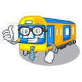 Businessman subway train toys in shape mascot Royalty Free Stock Photo
