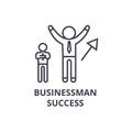 Businessman succsess thin line icon, sign, symbol, illustation, linear concept, vector Royalty Free Stock Photo