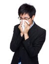 Businessman suffer from runny nose Royalty Free Stock Photo