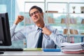 The businessman suffering from excessive armpit sweating Royalty Free Stock Photo