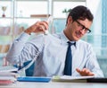 Businessman suffering from excessive armpit sweating Royalty Free Stock Photo