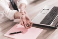 Businessman suffering from wrist pain Royalty Free Stock Photo