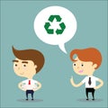 Businessman suggest his friend to reuse paper vector