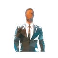 Businessman in suit avatar, front view. Abstract low polygonal geometric illustration. Isolated vector silhouette