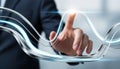 Businessman touching futuristic interface digital wave. Royalty Free Stock Photo