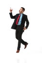 Businessman in a suit over white studio background. Worker, employee, manager doing taks. Concept of business, career