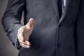 Businessman in suit ready to handshake with trust and profession