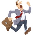 Businessman in suit running fast. Funny people