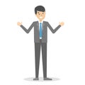 Businessman in suit standing and showing thumbs up Royalty Free Stock Photo