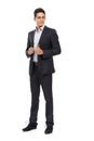 Businessman, suit and thinking for future, confident and professional on white studio background. Man, young and ready Royalty Free Stock Photo