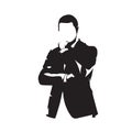 Businessman in suit thinking, isolated vector silhouette