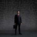 Businessman in suit and tie. Black background with copyspace. Bu Royalty Free Stock Photo