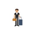 Businessman, suitcase cartoon icon. Element of color travel icon. Premium quality graphic design icon. Signs and symbols Royalty Free Stock Photo