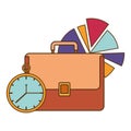 Businessman suitcase with clock isolated icon Royalty Free Stock Photo