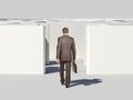 Businessman with suitcase enters labyrinth Royalty Free Stock Photo