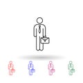 Businessman, suitcase multi color icon. Simple thin line, outline of muslim businesswoman icons for ui and ux, website or