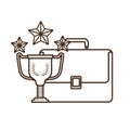 Businessman suitcase with trophy isolated icon