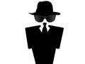 Businessman with sunglasses and bowler hat on white background. Royalty Free Stock Photo