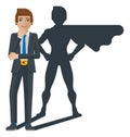 Businessman Super Hero Shadow Cartoon Mascot
