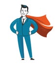 Businessman superhero. Business success vector illustration in flat style Royalty Free Stock Photo