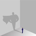 Businessman with superhero shadow. Business concept, success, mo Royalty Free Stock Photo