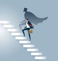 Businessman superhero successful in career ladder concept - Business Concept Vector Royalty Free Stock Photo