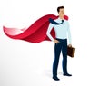 Businessman superhero vector illustration, young handsome business man standing brave and strong, leadership concept, success Royalty Free Stock Photo