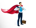 Businessman superhero vector illustration, young handsome business man standing brave and strong, leadership concept, success Royalty Free Stock Photo