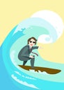 Businessman on surf. businessman catches the wave. Concept of startup business, Royalty Free Stock Photo