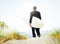 Businessman Surfer Activity Beach Vacations Concept Royalty Free Stock Photo