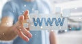 Businessman surfing on internet using tactile web address bar 3D rendering
