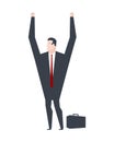 Businessman surrender hands up. Business life. Vector illustration.