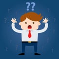 Businessman Surrounded By Question Marks