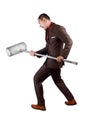 Businessman Swinging Sledgehammer