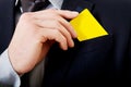 Businessman taking his personal card from pocket. Royalty Free Stock Photo