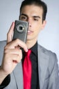 Businessman taking photos with phone camera Royalty Free Stock Photo